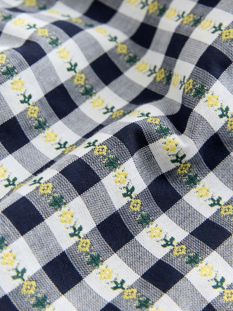 Black/White Floral Gingham Trousers (3mths-7yrs)