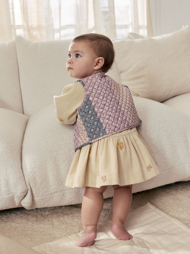 Cream Floral Baby Dress and Gilet Set 2 Piece (0mths-2yrs) - Size 50cm (First Size)