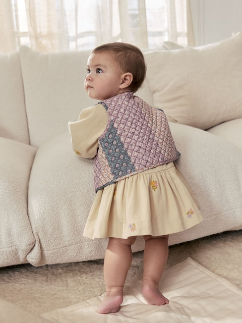 Cream Floral Baby Dress and Gilet Set 2 Piece (0mths-2yrs) - Size 50cm (First Size)