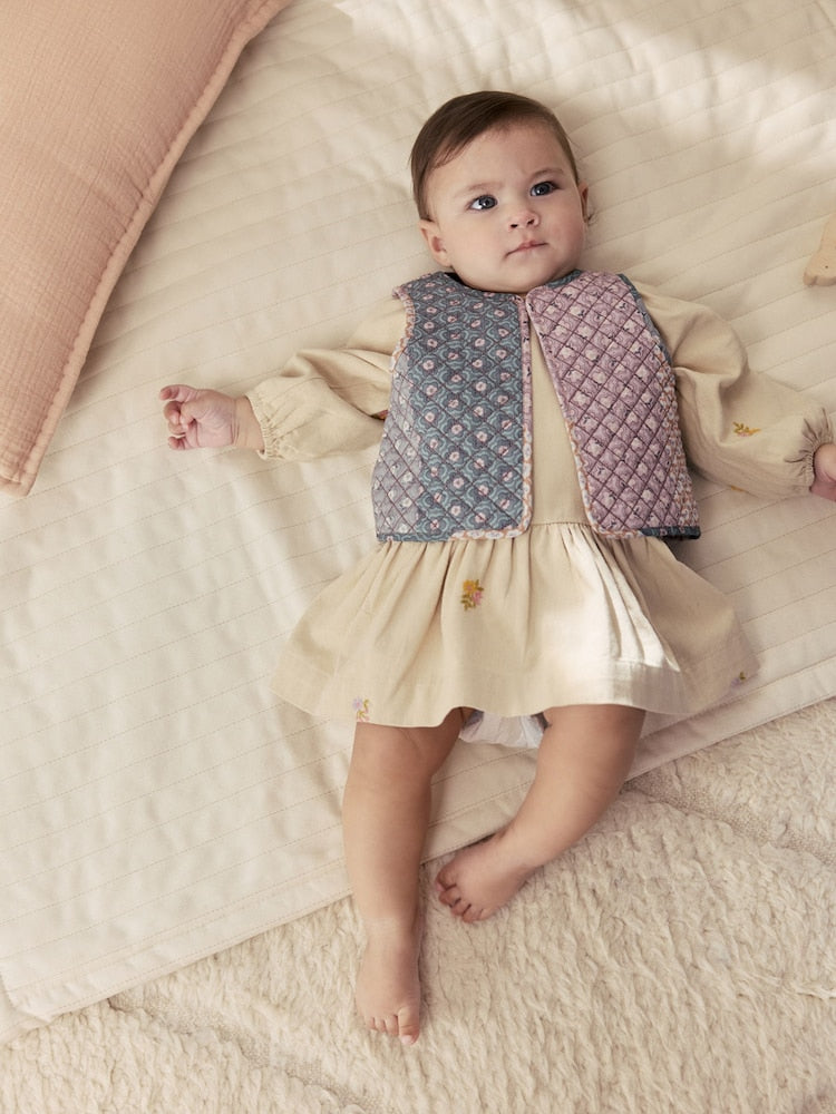 Cream Floral Baby Dress and Gilet Set 2 Piece (0mths-2yrs) - Size 50cm (First Size)