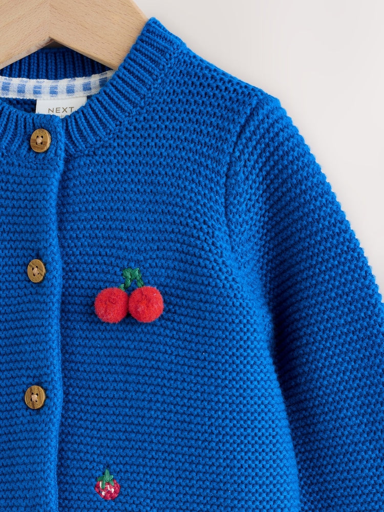 Blue Embroidered Cherry Cardigan (0mths-2yrs)