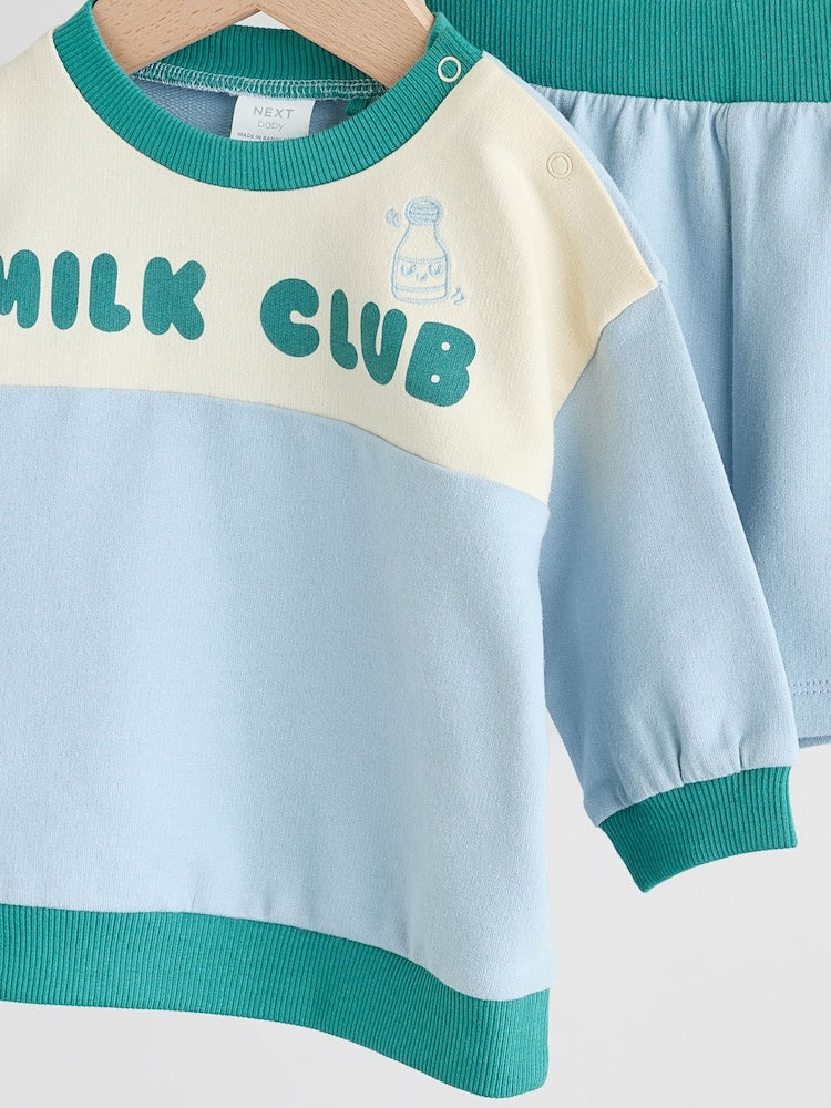 Blue Milk Club Sweatshirt and Shorts Baby Set (0mths-2yrs)