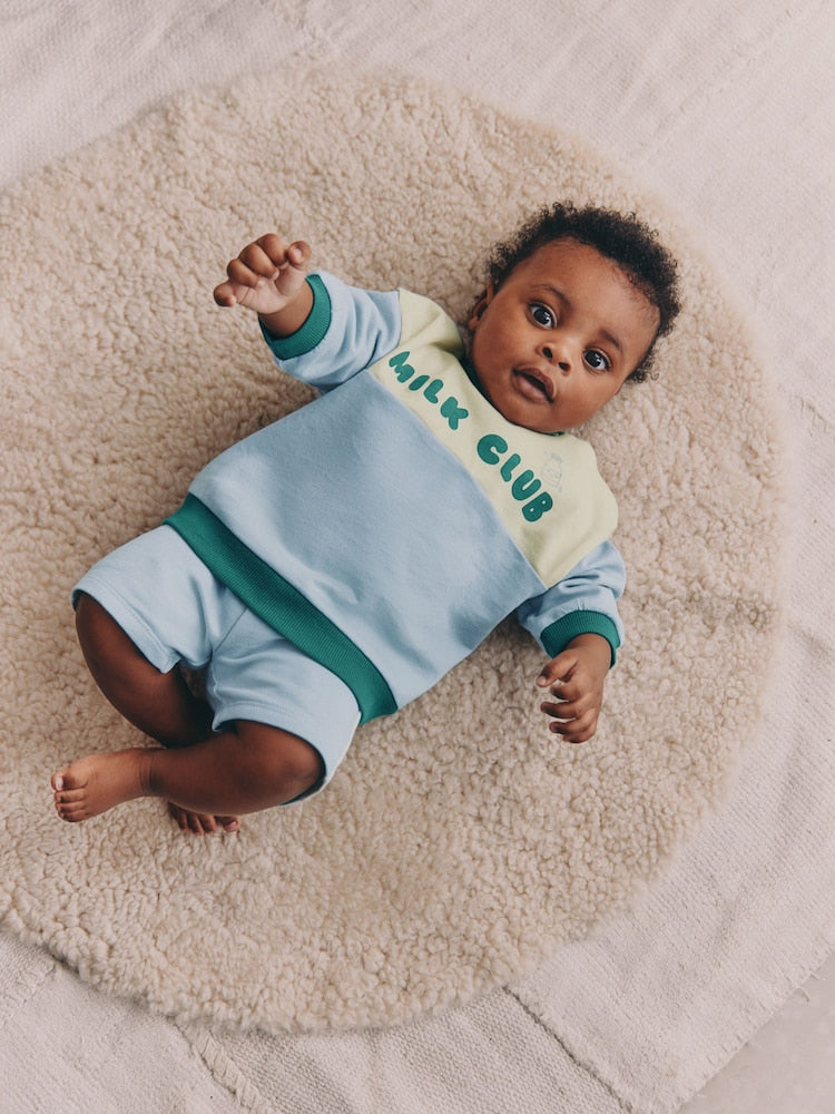 Blue Milk Club Sweatshirt and Shorts Baby Set (0mths-2yrs)