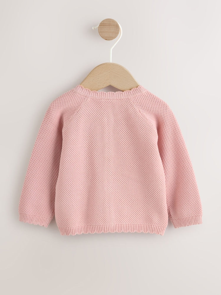 Pink Floral Embroidered Floral Embroidered Baby Cardigan (0mths-2yrs)