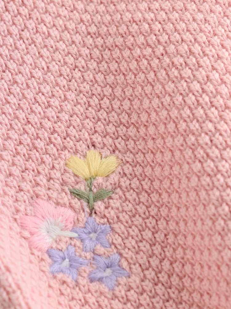 Pink Floral Embroidered Floral Embroidered Baby Cardigan (0mths-2yrs)
