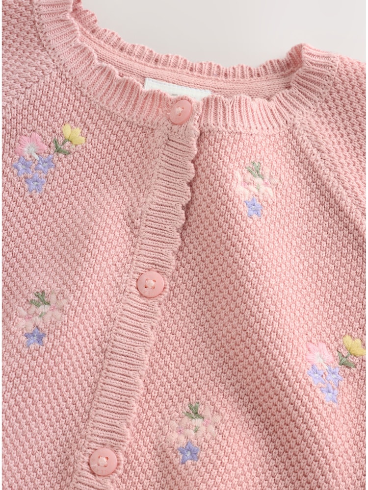 Pink Floral Embroidered Floral Embroidered Baby Cardigan (0mths-2yrs)