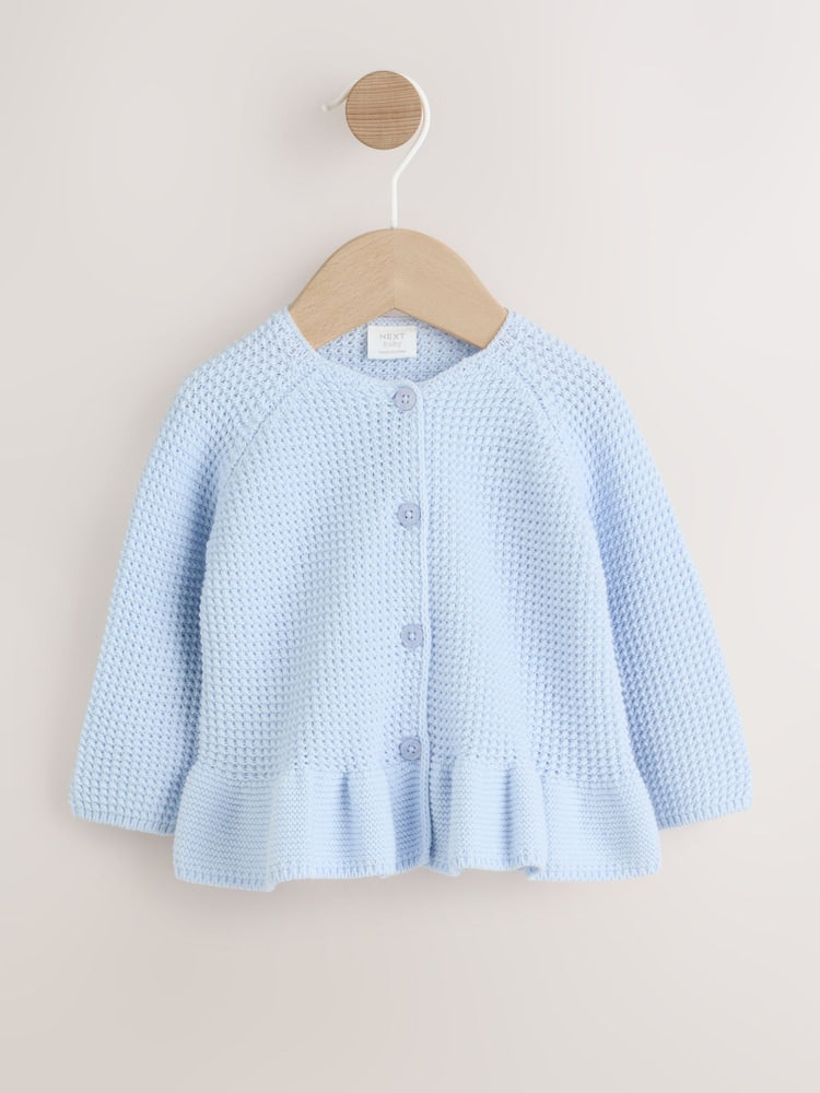 Blue Peplum Baby Knitted Cardigan (0mths-2yrs)