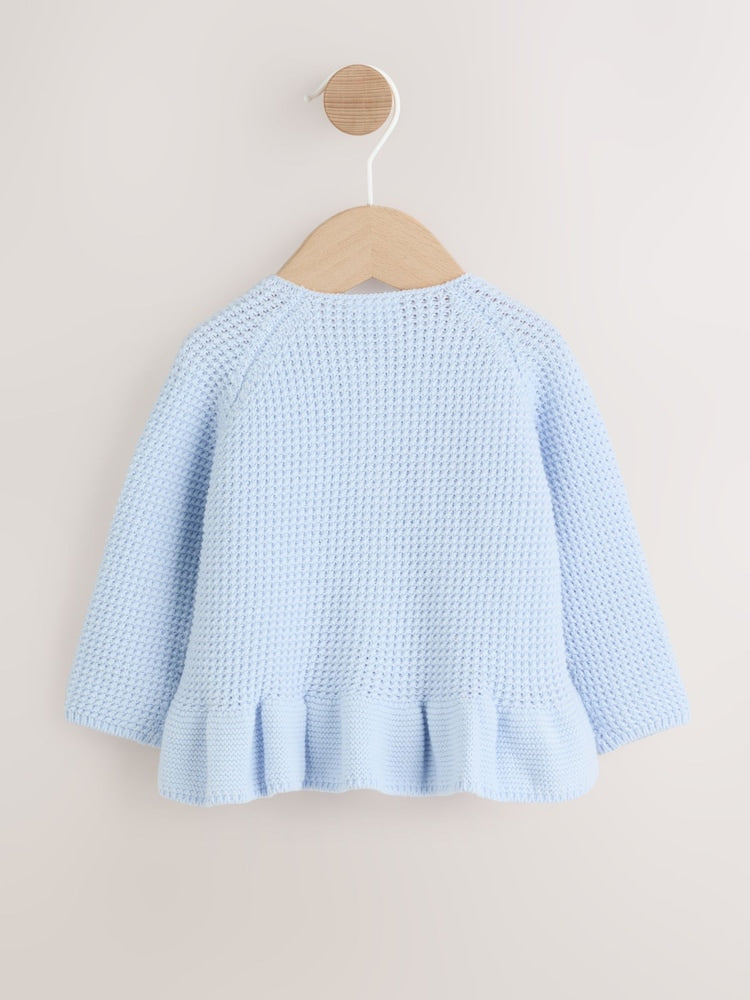 Blue Peplum Baby Knitted Cardigan (0mths-2yrs)