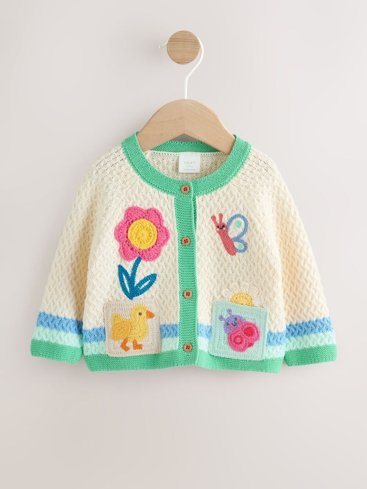 Multi Pastel Crochet Animal Knitted Baby Cardigan (0mths-2yrs)