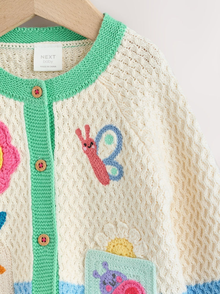 Multi Pastel Crochet Animal Knitted Baby Cardigan (0mths-2yrs)