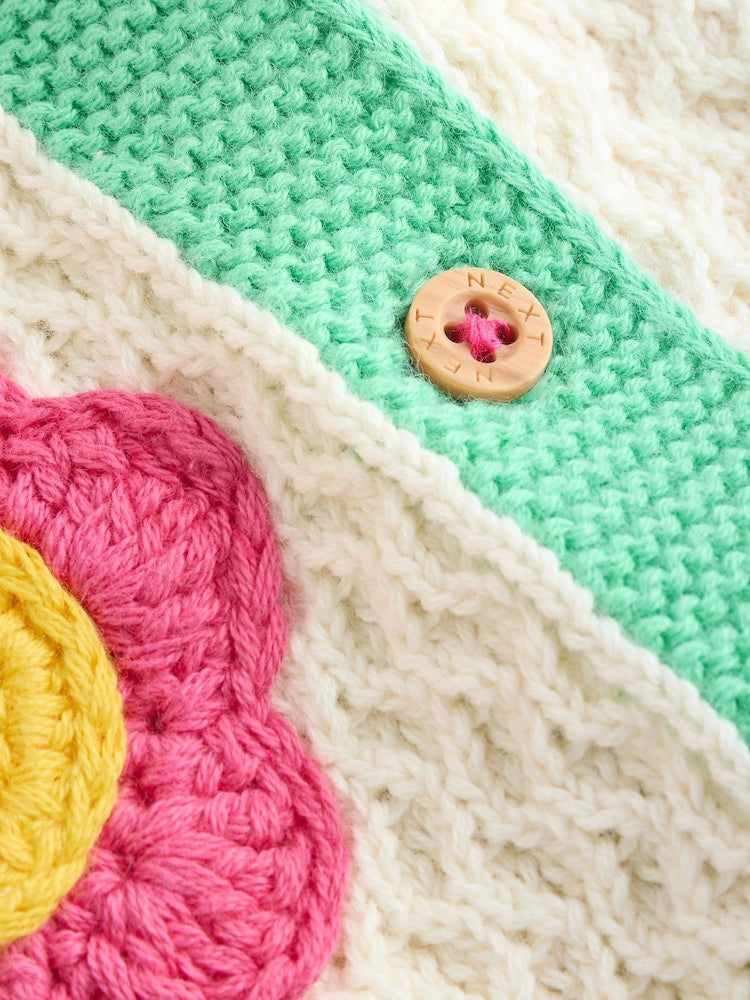 Multi Pastel Crochet Animal Knitted Baby Cardigan (0mths-2yrs)
