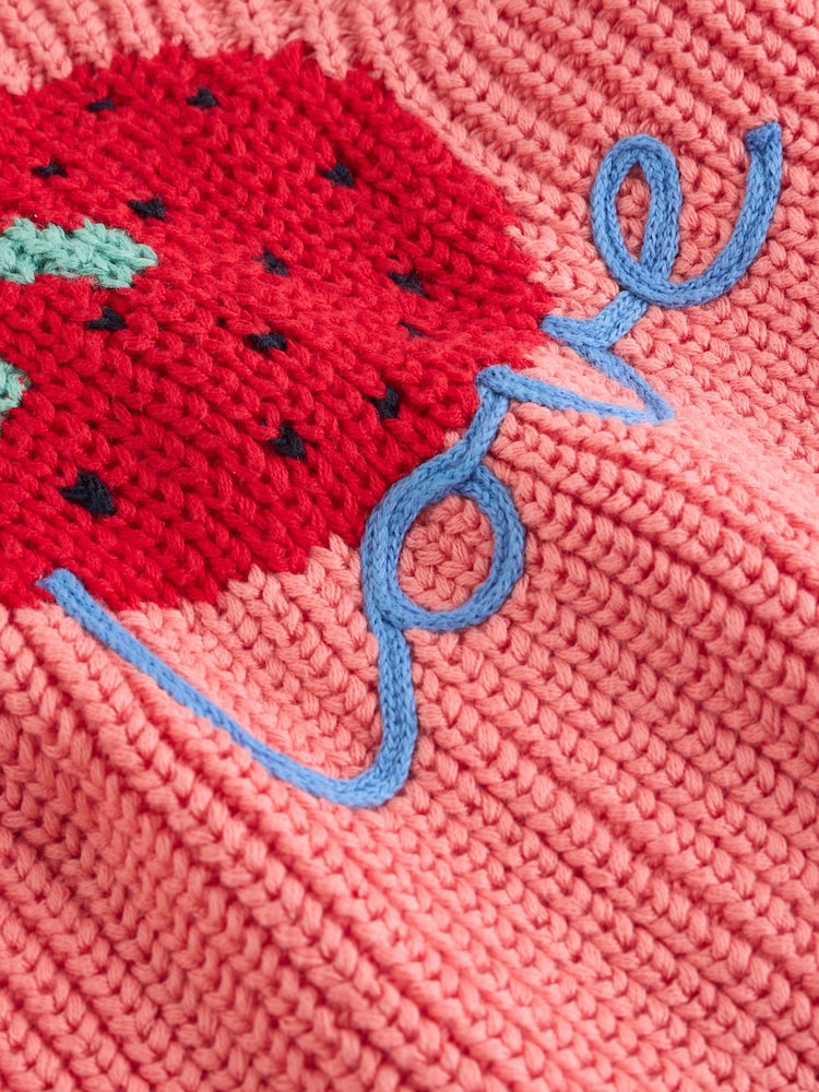 Pink Strawberry Baby Embroidered Back Cardigan (0mths-2yrs)