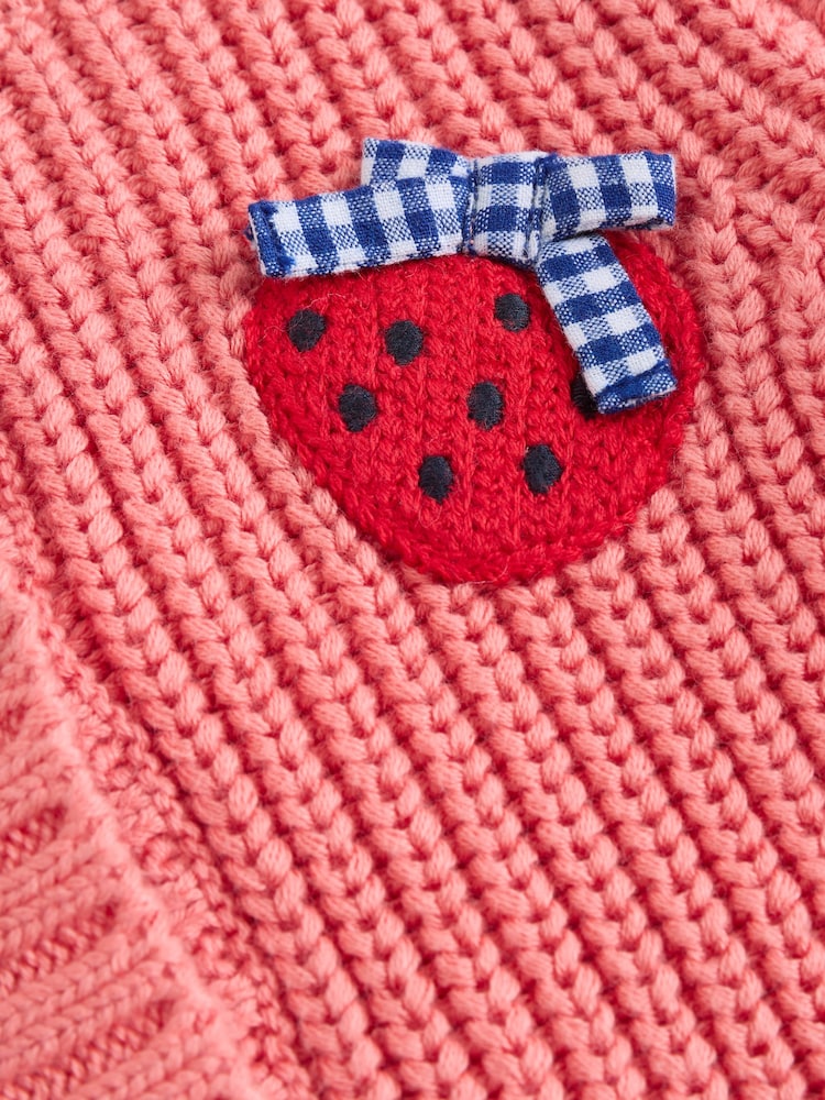 Pink Strawberry Baby Embroidered Back Cardigan (0mths-2yrs)
