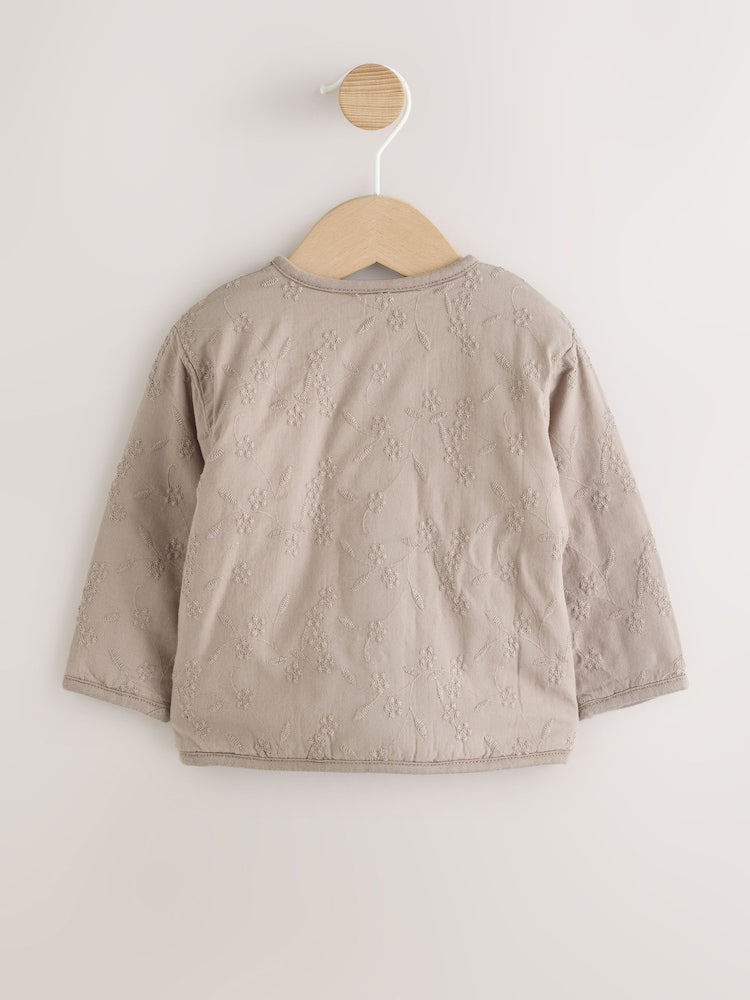 Neutral Broderie Button Through Baby Jacket (0mths-2yrs)
