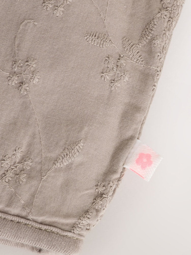 Neutral Broderie Button Through Baby Jacket (0mths-2yrs)