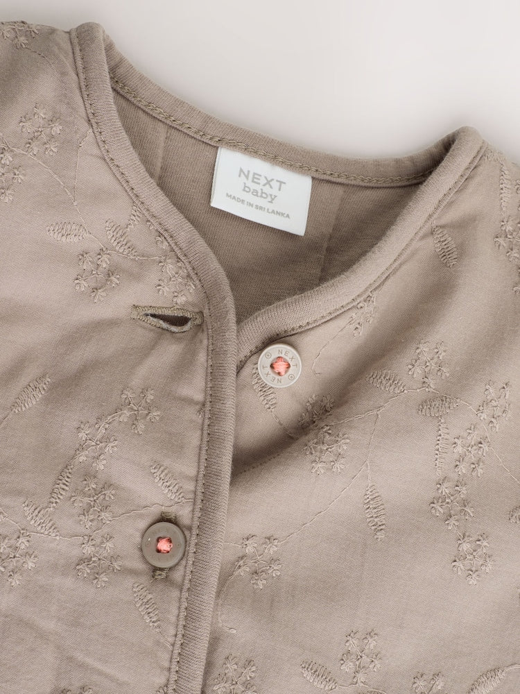 Neutral Broderie Button Through Baby Jacket (0mths-2yrs)