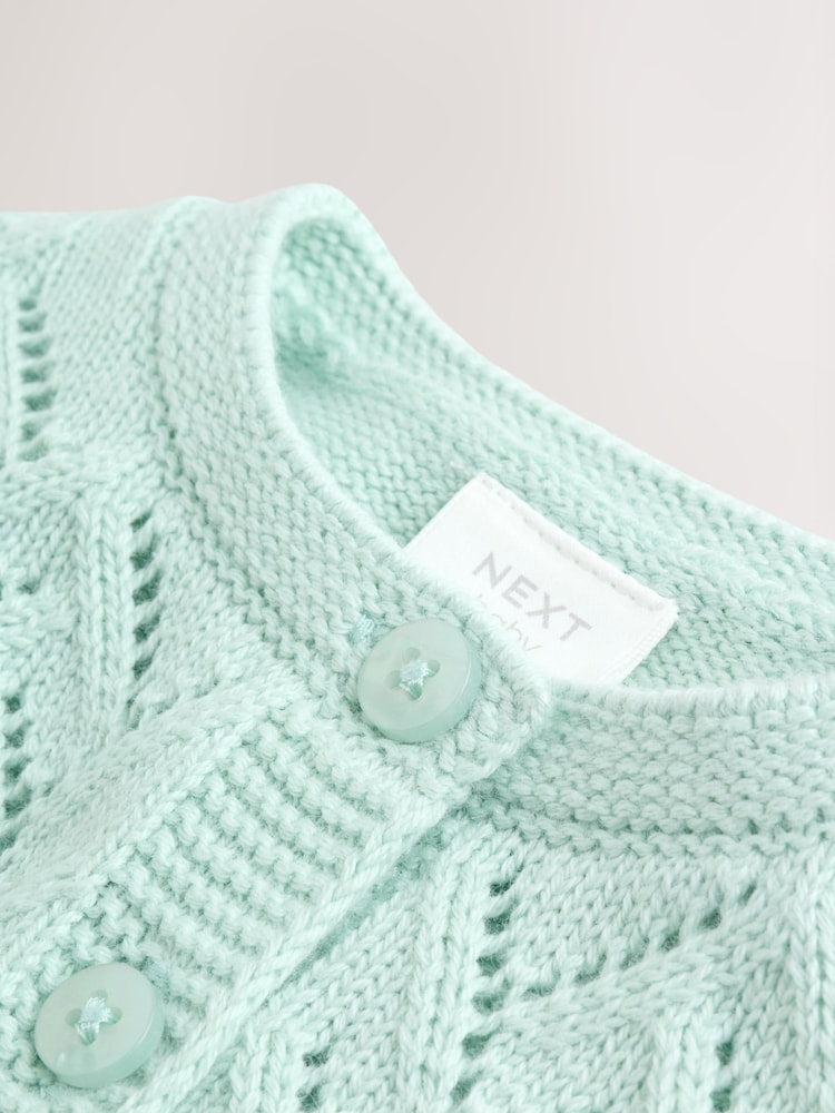 Green Pointelle Knitted Baby Cardigan (0mths-2yrs)