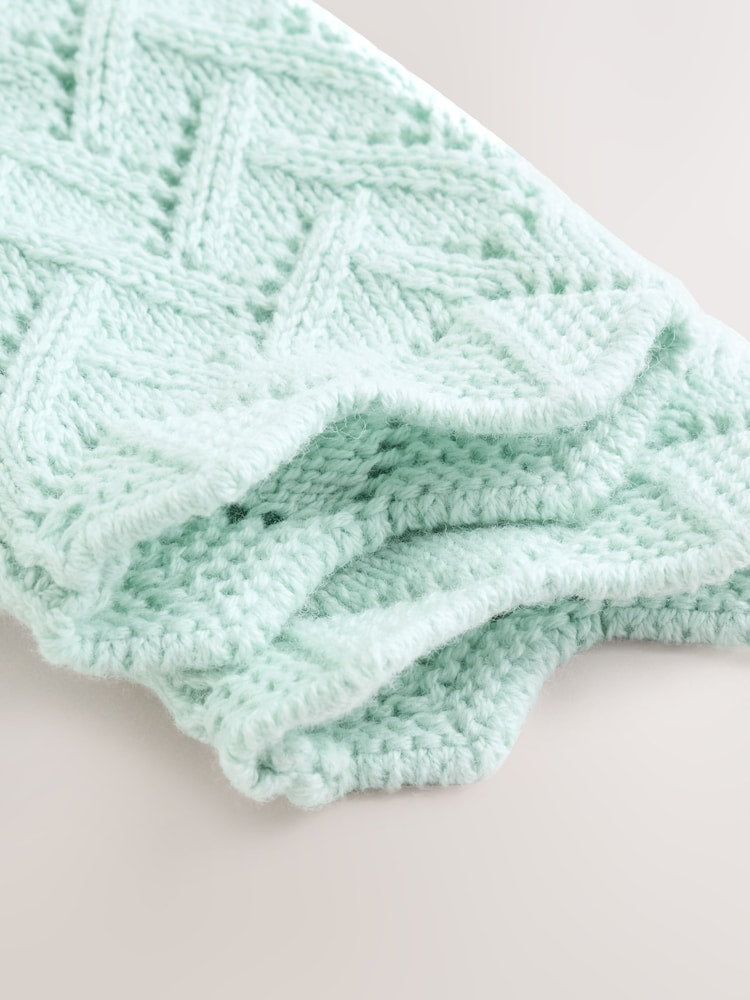 Green Pointelle Knitted Baby Cardigan (0mths-2yrs)