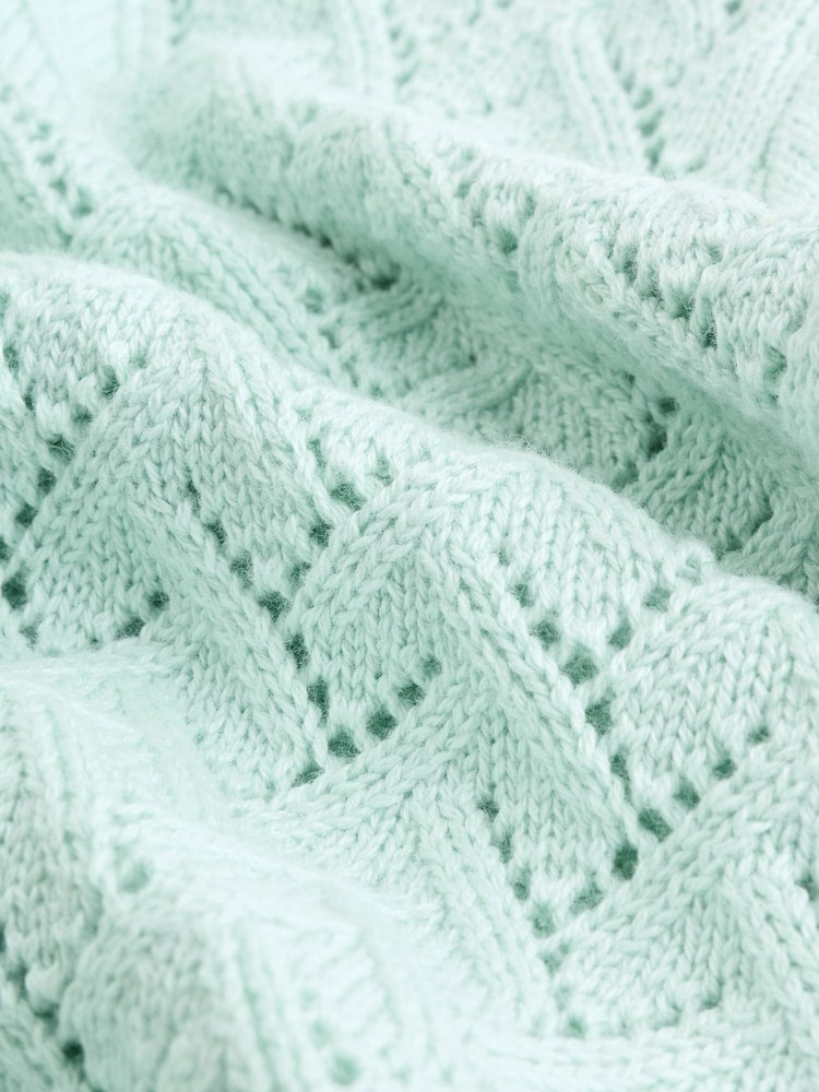 Green Pointelle Knitted Baby Cardigan (0mths-2yrs)