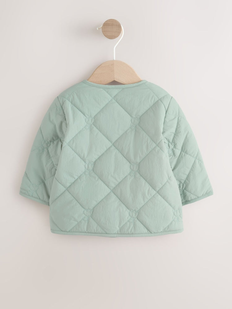 Sage Green Tulip Quilted Nylon Baby Jacket (0mths-2yrs)