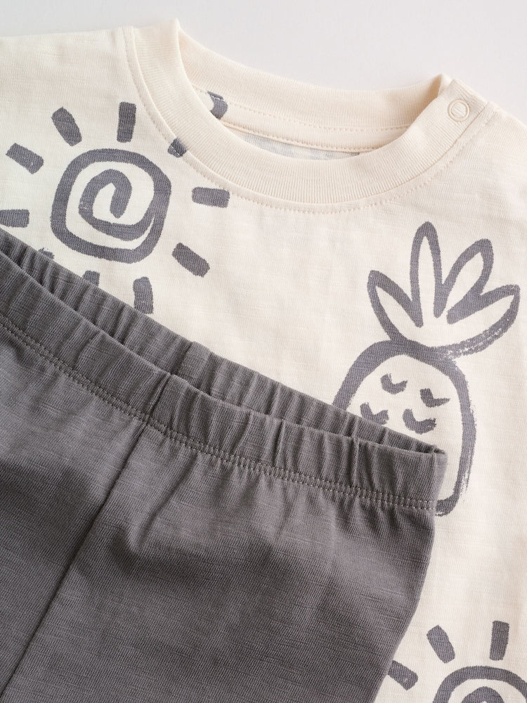 Monochrome Palm Baby Top & Leggings 6 Piece Set (0mths-3yrs)