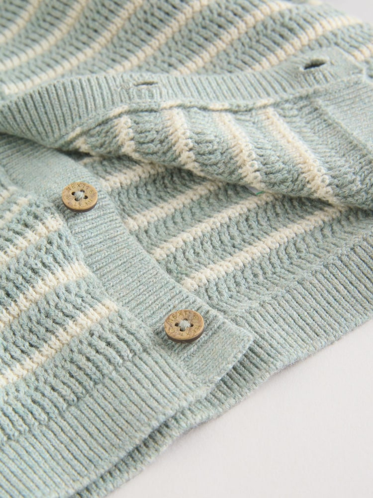 Sage Green Stripe Knitted Top and Shorts Baby Set (0mths-2yrs)