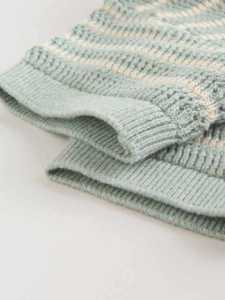 Sage Green Stripe Knitted Top and Shorts Baby Set (0mths-2yrs)