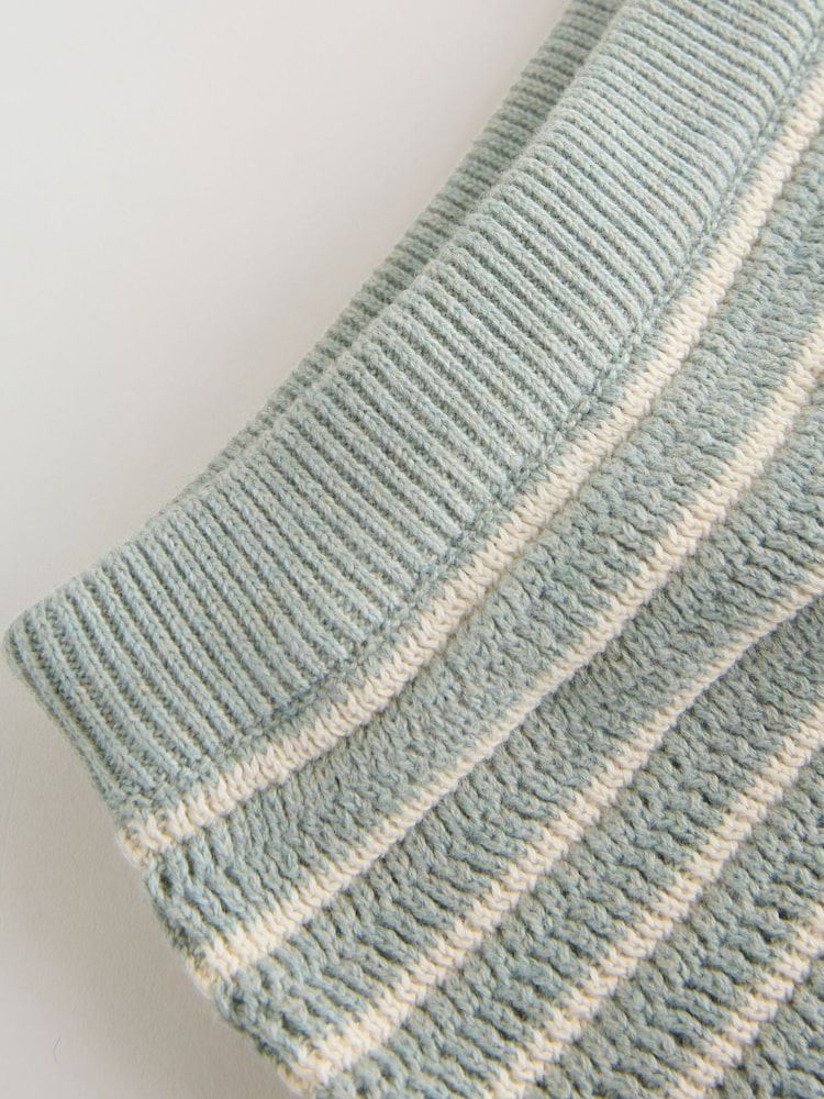 Sage Green Stripe Knitted Top and Shorts Baby Set (0mths-2yrs)
