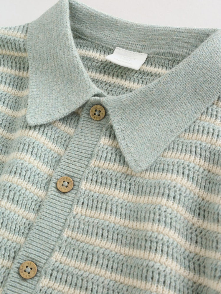 Sage Green Stripe Knitted Top and Shorts Baby Set (0mths-2yrs)