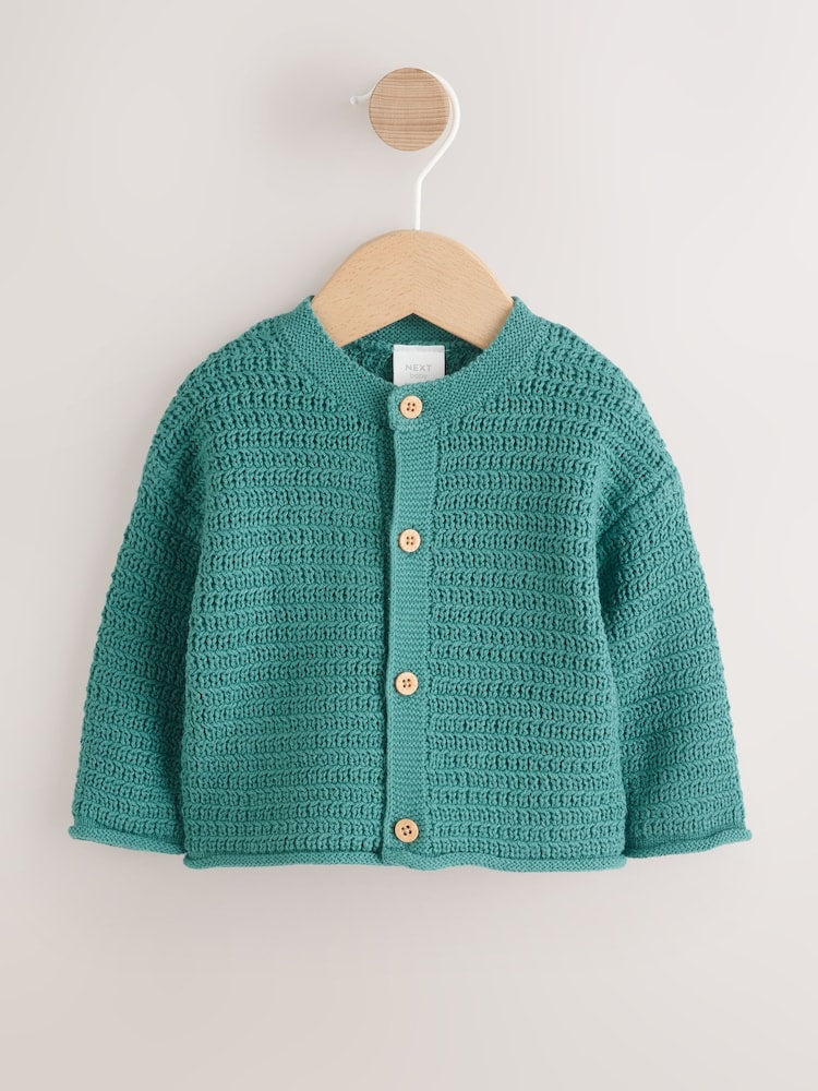 Green Baby Textured Knitted Cardigan (0mths-2yrs)