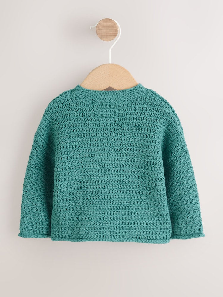 Green Baby Textured Knitted Cardigan (0mths-2yrs)