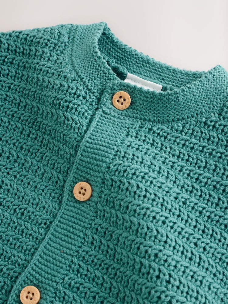 Green Baby Textured Knitted Cardigan (0mths-2yrs)