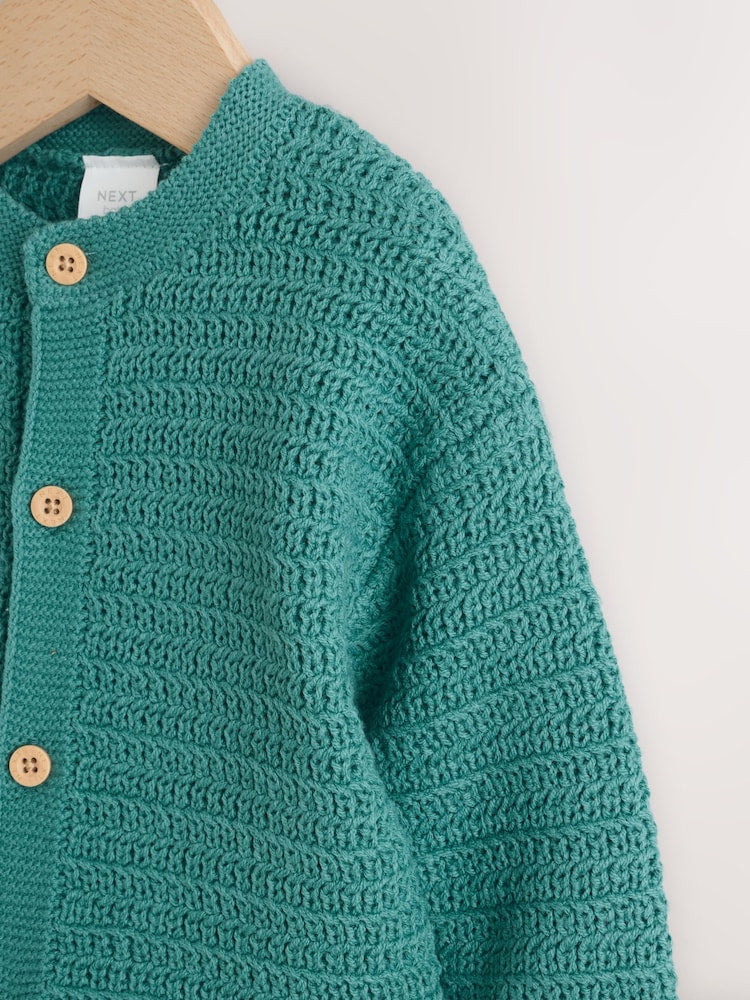 Green Baby Textured Knitted Cardigan (0mths-2yrs) - Size 50cm (First Size)