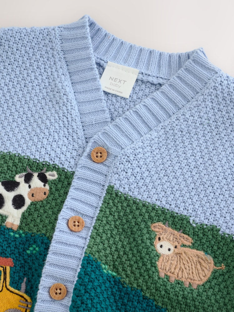 Blue/Green Baby Embroidered Cardigan (0mths-2yrs) - Size 50cm (First Size)