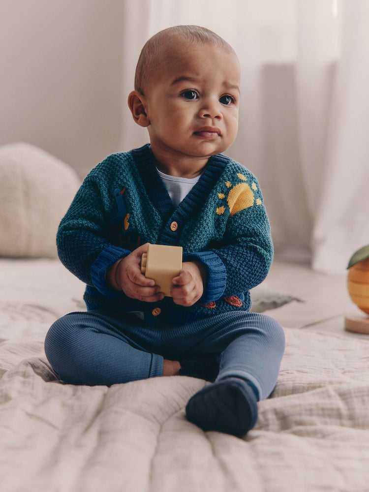 Blue Transport Baby Embroidered Cardigan (0mths-2yrs)