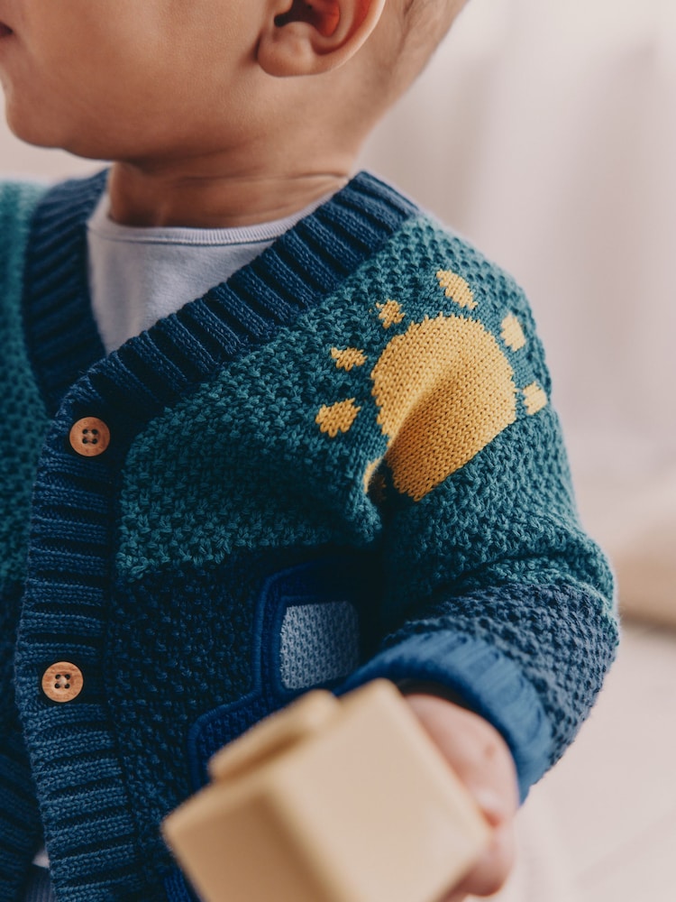 Blue Transport Baby Embroidered Cardigan (0mths-2yrs)
