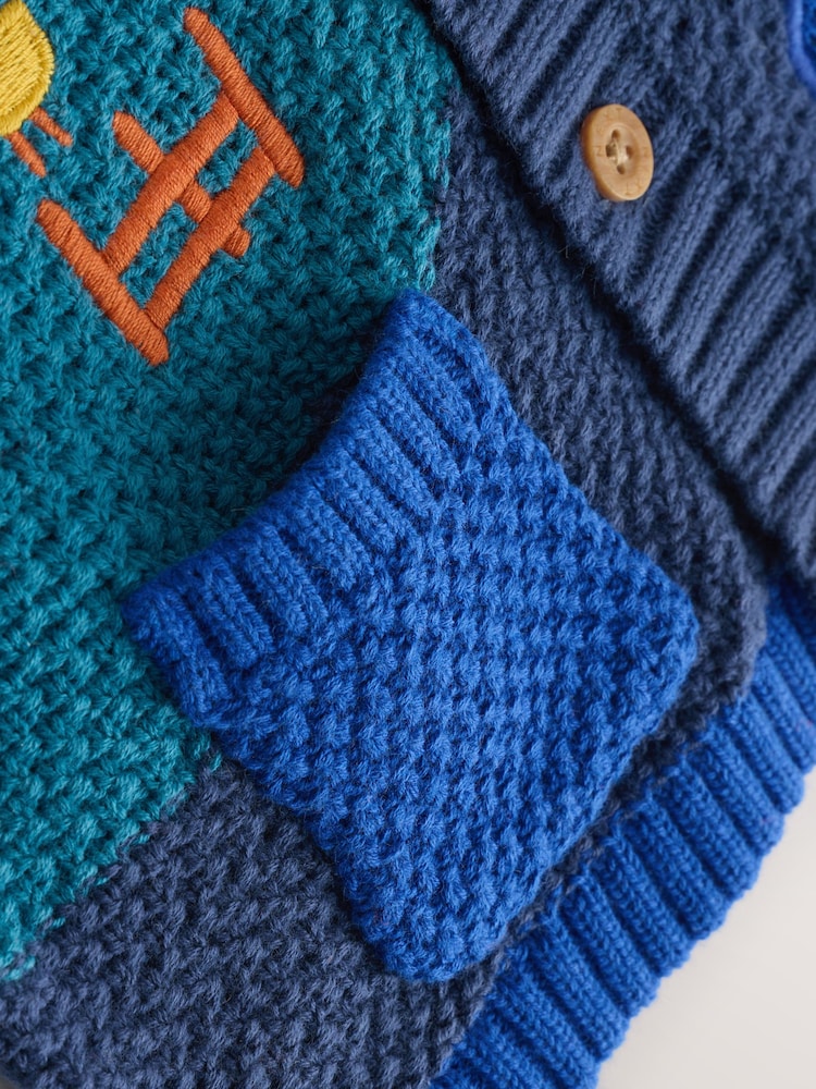 Blue Transport Baby Embroidered Cardigan (0mths-2yrs)