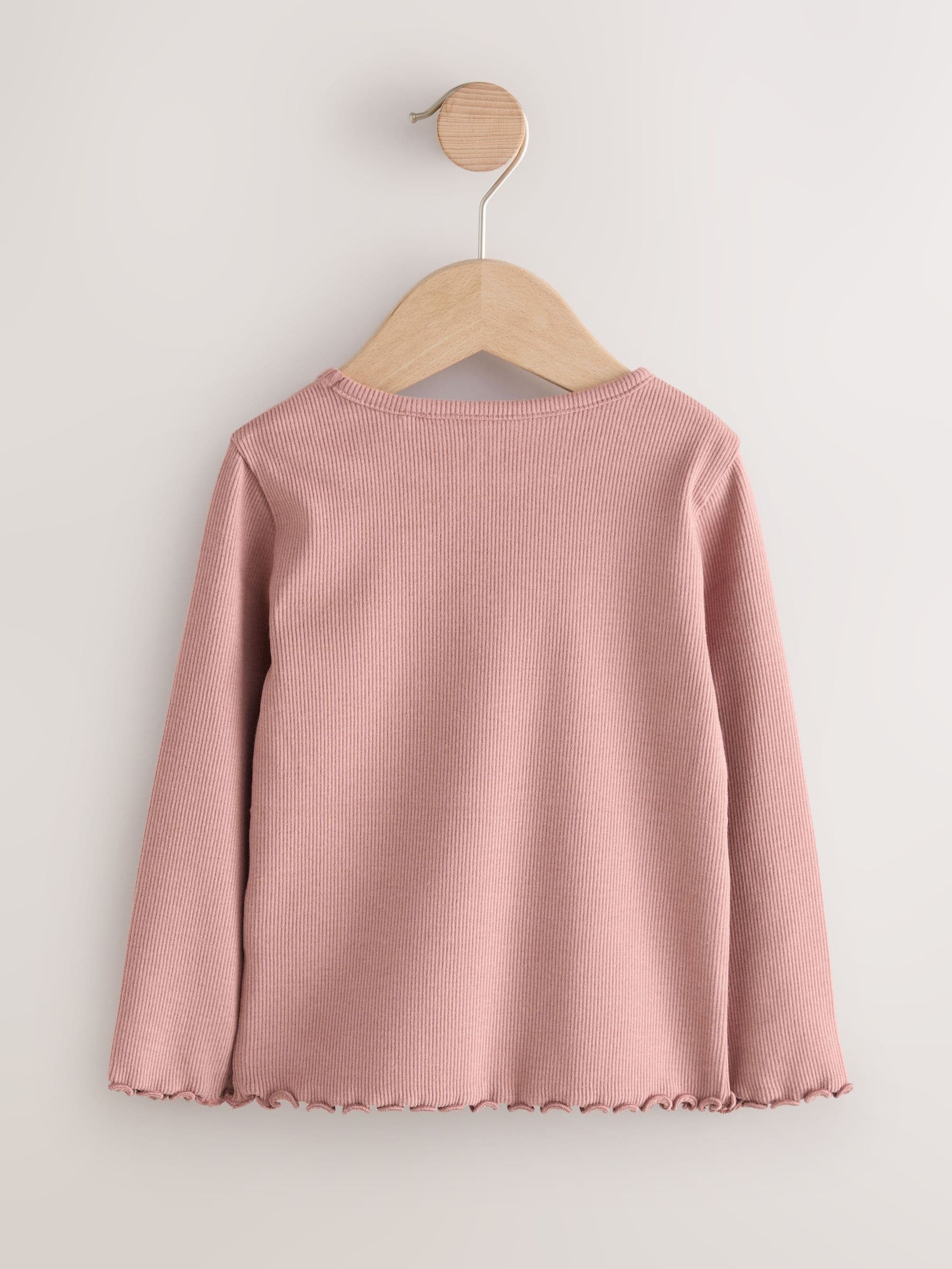 Pink Bunny Long sleeve Embroidered Ribbed Top (3mths-7yrs) - Size 3-6 Months (62-68cm)