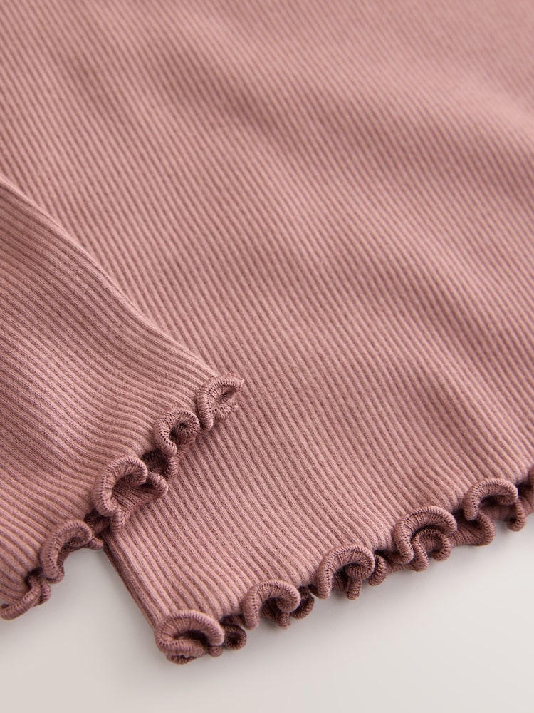 Pink Bunny Long sleeve Embroidered Ribbed Top (3mths-7yrs)