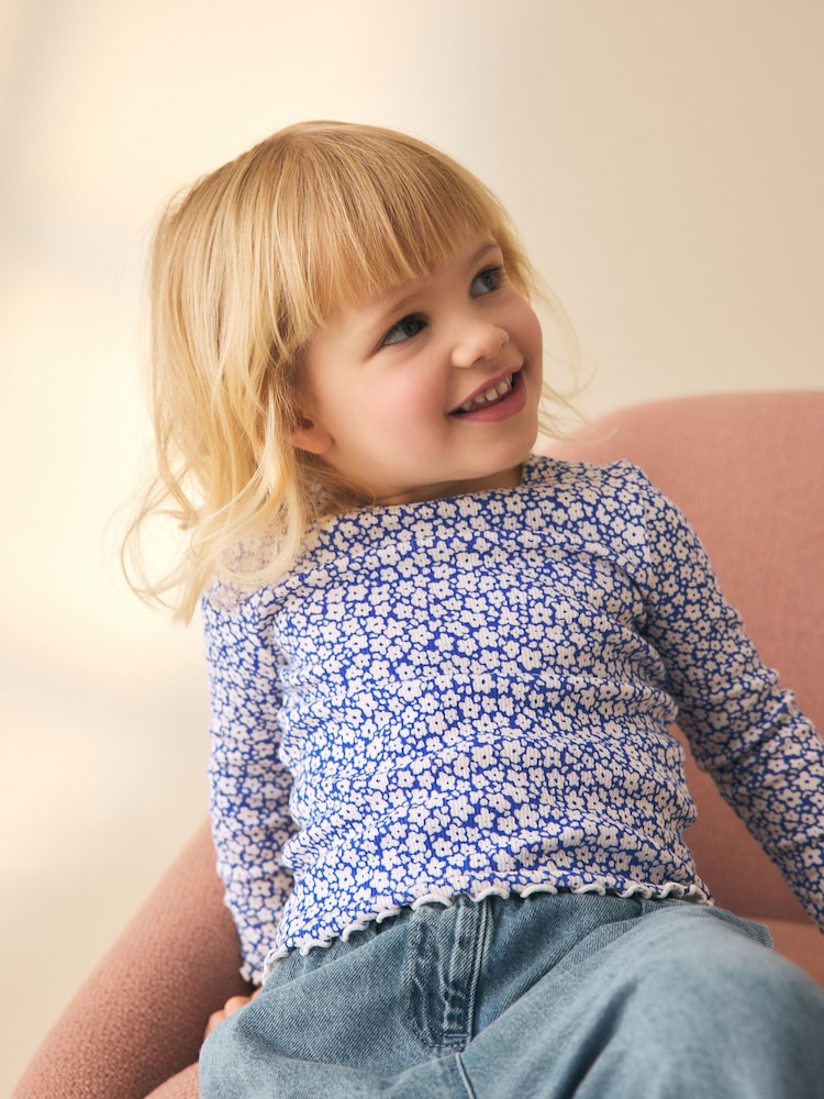 Blue Rib Long Sleeve Top (3mths-7yrs)