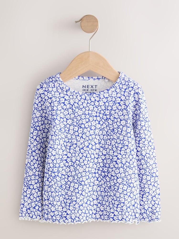 Blue Rib Long Sleeve Top (3mths-7yrs)