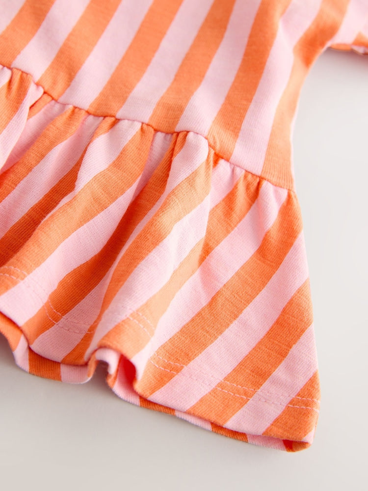 Pink/Orange Stripe Short Sleeve Peplum T-Shirt (3mths-7yrs)