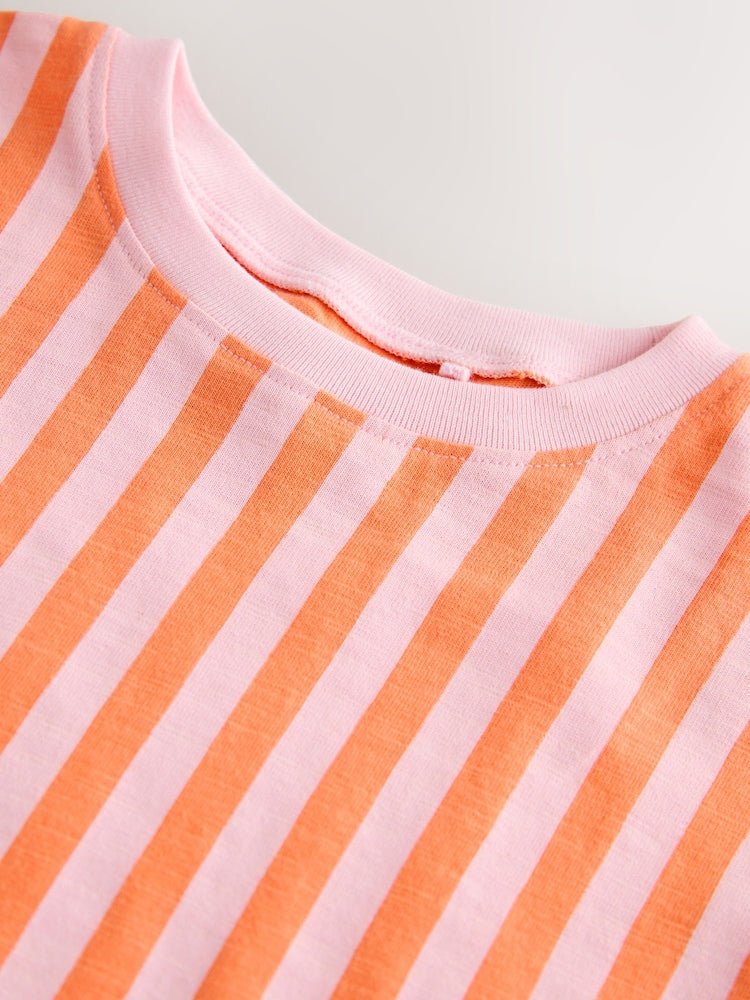 Pink/Orange Stripe Short Sleeve Peplum T-Shirt (3mths-7yrs)