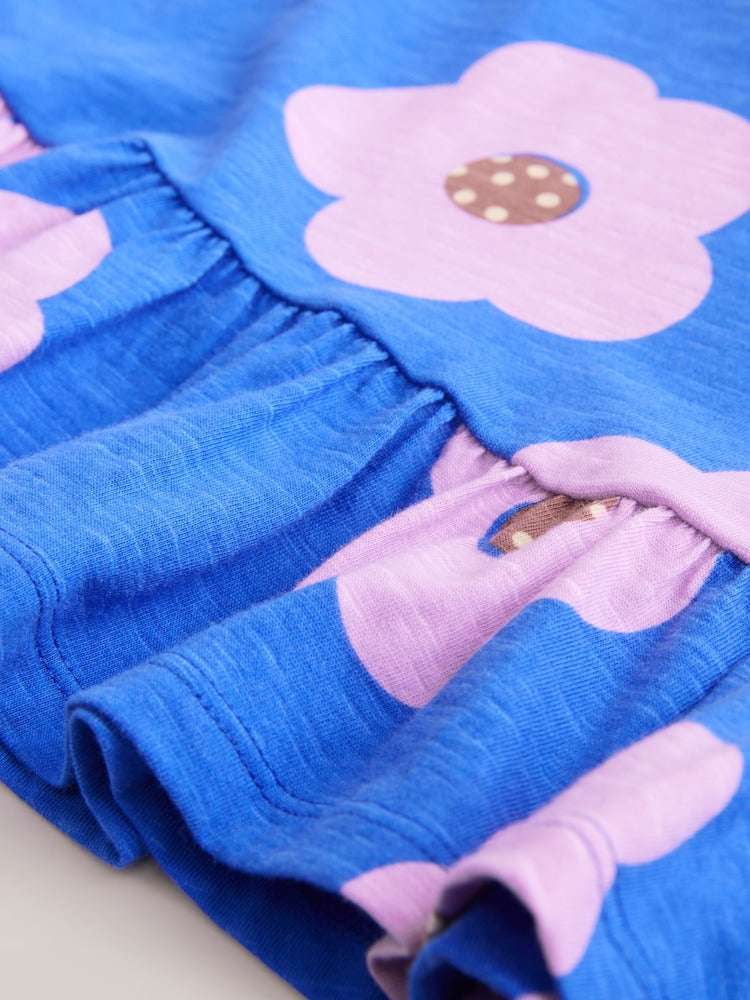 Blue Lilac Flower Short Sleeve Peplum T-Shirt (3mths-7yrs)