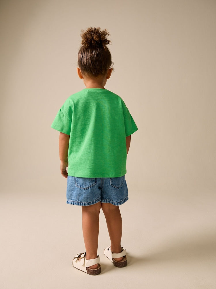 Green Rainbow Short Sleeve Embroidered T-Shirt (3mths-7yrs)