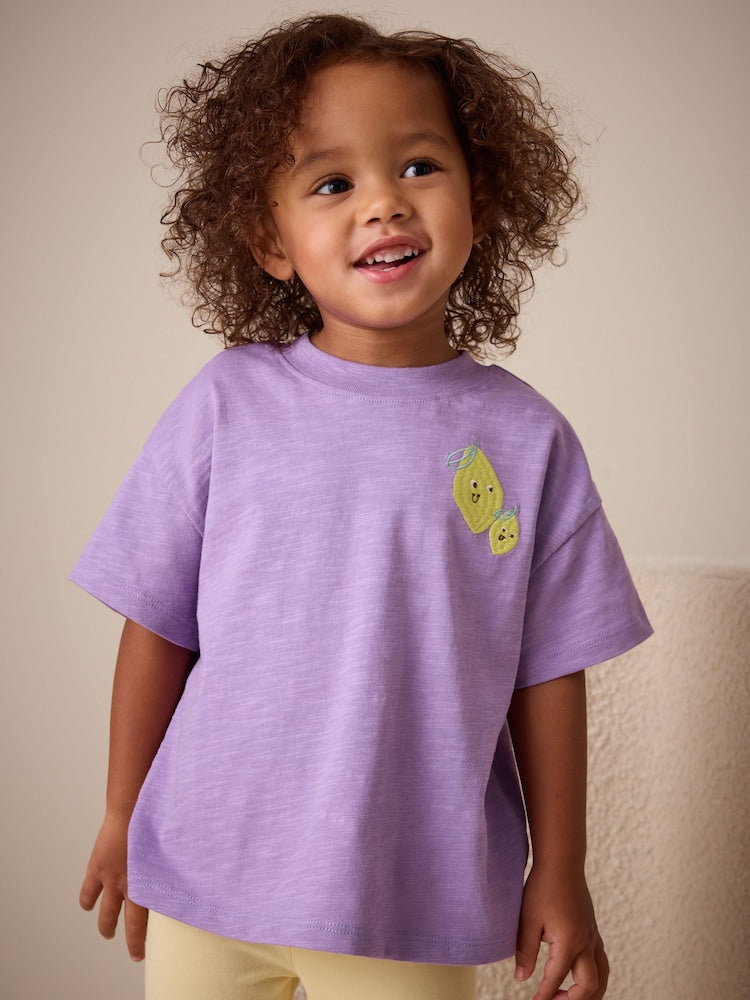 Purple Lemon Short Sleeve Embroidered T-Shirt (3mths-7yrs)