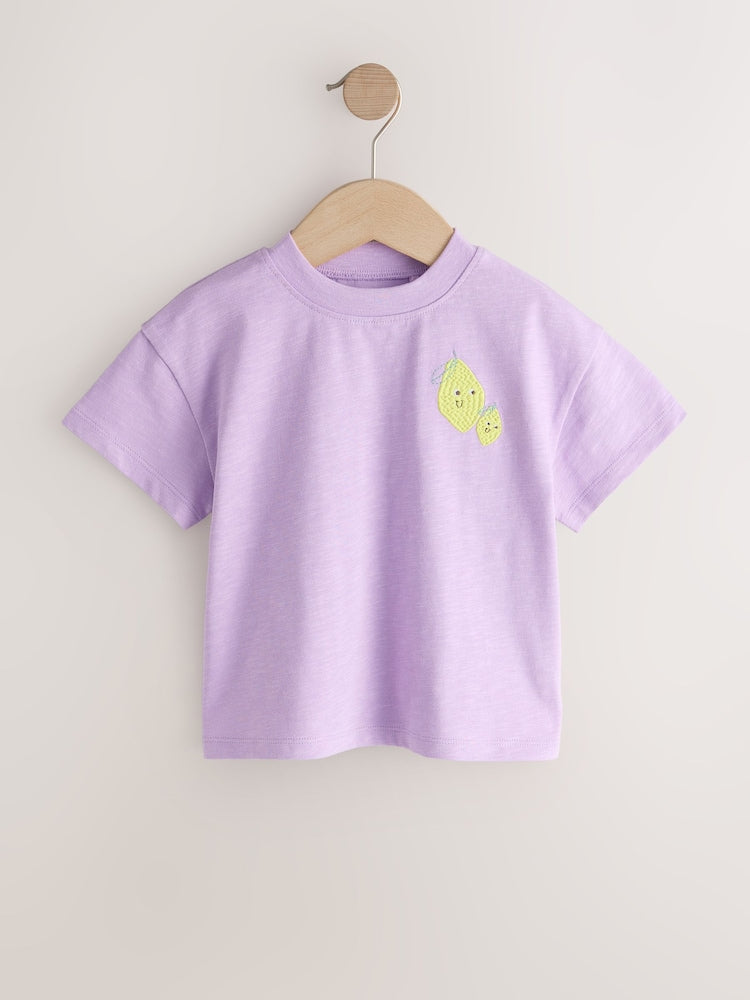 Purple Lemon Short Sleeve Embroidered T-Shirt (3mths-7yrs)
