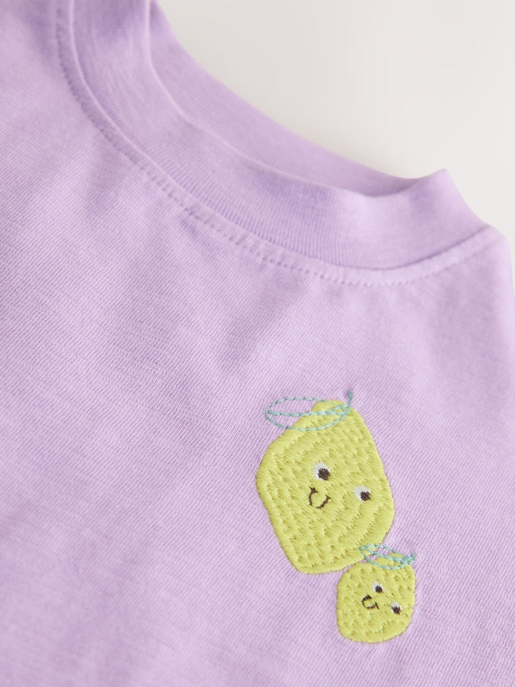 Purple Lemon Short Sleeve Embroidered T-Shirt (3mths-7yrs)