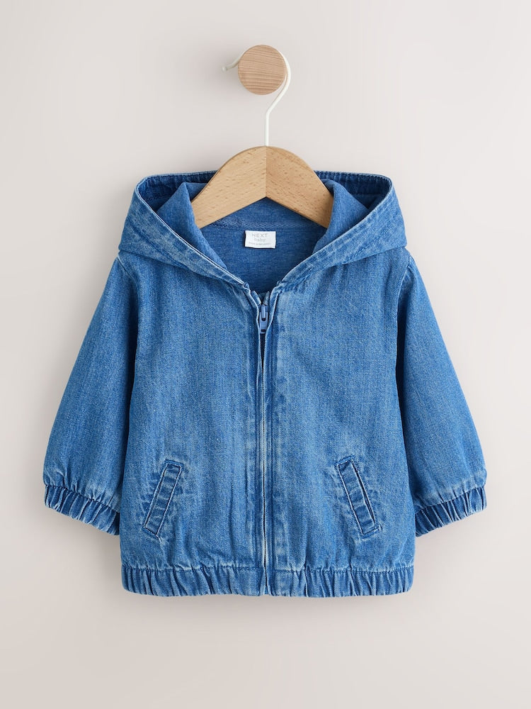 Charcoal Grey Denim Hooded Zip Through Baby Jacket (0mths-2yrs) - 12-18 Months (80-86cm)