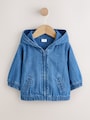 Charcoal Grey Denim Hooded Zip Through Baby Jacket (0mths-2yrs) - Size Up to 1 Month (56cm)